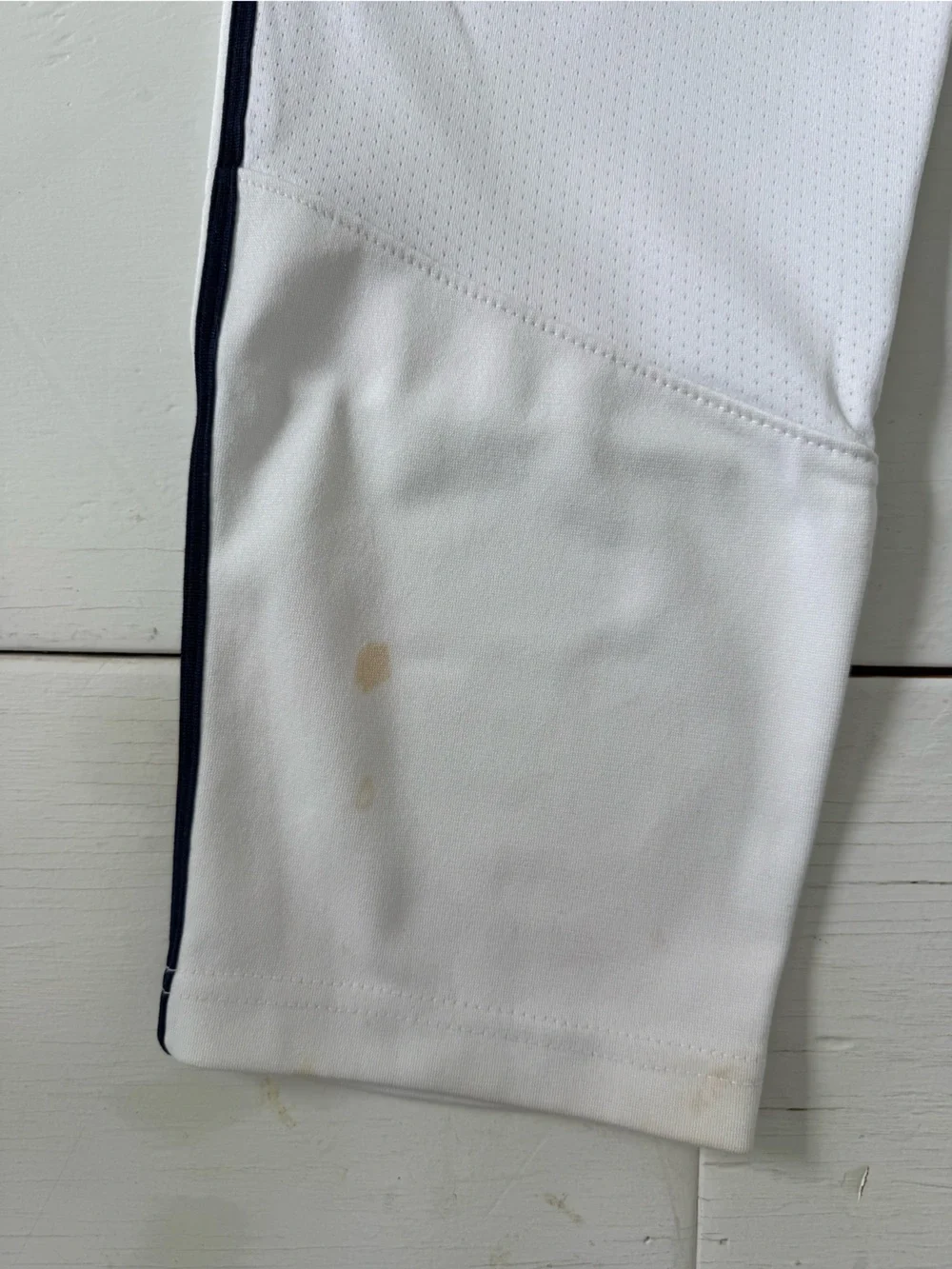 Nike Kids White Baseball Sweatpants with Black Swoosh Youth Medium Navy Stripe